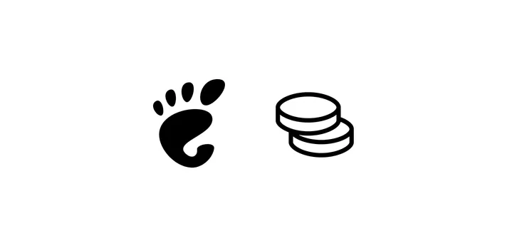 A cover the GNOME logo and the icon of a stack of coins